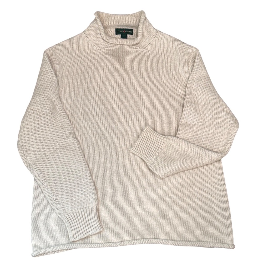 J.Crew Always Mens Cream Cotton Rollneck Shaker Stitch Sweater J0782 FA19 M